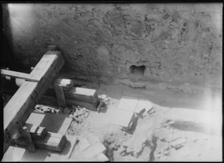 Torre campanaria, saggi nell'impiantito dell'attico durante i restauri del 1939