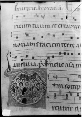 Iniziale miniata di un Antifonario del secolo XIV (particolare)