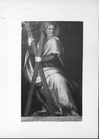 Ancona di Bonaria, particolare predella con Sant'Andrea (dopo il restauro), Bottega di Michele Cavaro