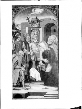 Ancona, particolare dell'Adorazione dei pastori, pittore sardo del secolo XVI (dopo il restauro)