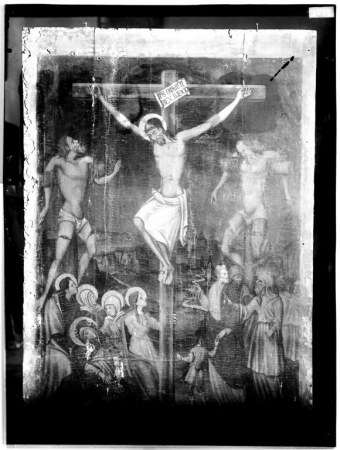 Ancona, particolare con la Crocifissione , Pittore sardo della prima metà del secolo XVI (prima del restauro)