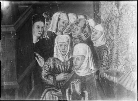 Ancona di San Bernardo, particolare della Predicazione del Santo, J. Figuera