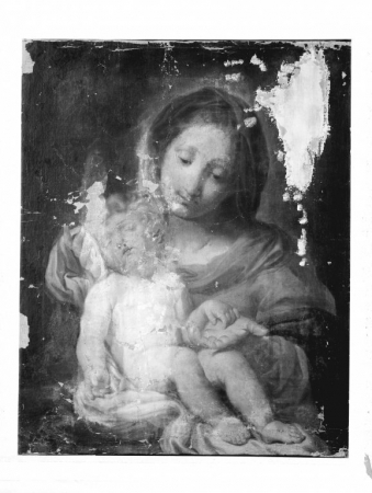 Madonna col Bambino, già nella distrutta Chiesa di Santa Lucia (durante il restauro del 1952), Anonimo (XVIII secolo)