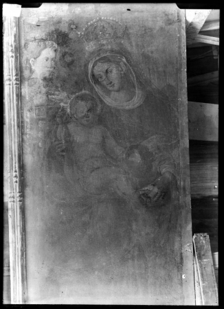 Ancona dei Consiglieri (Particolare della Madonna in trono col Bambino), Pietro Cavaro (prima del restauro)